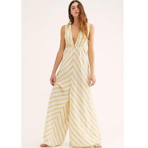 Free People Ivory Yellow Veronica Jumpsuit NWOT